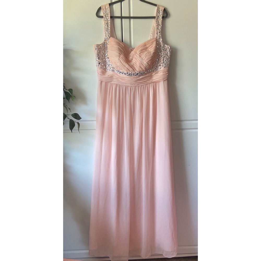 City Chic Beaded Innocent Maxi Dress Blush Pink Formal Gown Size M Plus Size NEW